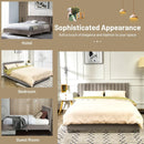 Full Tufted Upholstered Platform Bed Frame with Flannel Headboard by LJGDeals