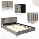 Full Tufted Upholstered Platform Bed Frame with Flannel Headboard by LJGDeals