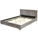 Full Tufted Upholstered Platform Bed Frame with Flannel Headboard by LJGDeals