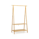 Bamboo Clothes Hanging Rack with 2-Tier Storage Shelf for Entryway Bedroom-Natural by LJGDeals