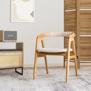 Leisure Bamboo Dining Chair with Curved Back and Anti-slip Foot Pads-Natural by LJGDeals