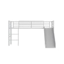 Twin Metal Loft Bed with Slide Safety Guardrails and Built-in Ladder by LJGDeals