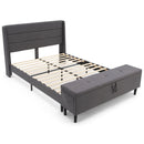 Full/Queen Size Upholstered Platform Bed Frame with Storage Ottoman by LJGDeals
