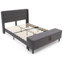 Full/Queen Size Upholstered Platform Bed Frame with Storage Ottoman by LJGDeals