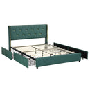 Full/Queen Size Upholstered Bed Frame with 4 Drawers-Green by LJGDeals