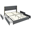 Full/Queen Size Upholstered Bed Frame with 4 Storage Drawers by LJGDeals