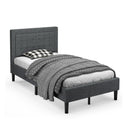 Twin Size Upholstered Bed Frame with Button Tufted Headboard by LJGDeals