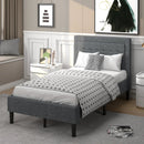 Twin Size Upholstered Bed Frame with Button Tufted Headboard by LJGDeals