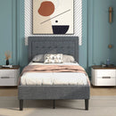 Twin Size Upholstered Bed Frame with Button Tufted Headboard by LJGDeals