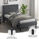 Twin Size Upholstered Bed Frame with Button Tufted Headboard by LJGDeals