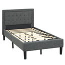 Twin Size Upholstered Bed Frame with Button Tufted Headboard by LJGDeals