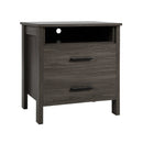 Modern Wood Grain Nightstand with Cable Hole and Open Compartment by DirectDeals
