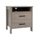 Modern Wood Grain Nightstand with Cable Hole and Open Compartment by DirectDeals