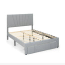 Full/Queen Size Upholstered Bed Frame with Drawer and Adjustable Headboard by LJGDeals