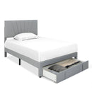 Full/Queen Size Upholstered Bed Frame with Drawer and Adjustable Headboard by LJGDeals
