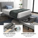 Full/Queen Size Upholstered Bed Frame with Drawer and Adjustable Headboard by LJGDeals