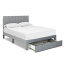 Full/Queen Size Upholstered Bed Frame with Drawer and Adjustable Headboard by LJGDeals