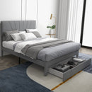 Full/Queen Size Upholstered Bed Frame with Drawer and Adjustable Headboard by LJGDeals