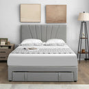 Full/Queen Size Upholstered Bed Frame with Drawer and Adjustable Headboard by LJGDeals