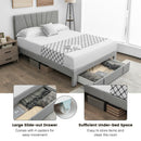 Full/Queen Size Upholstered Bed Frame with Drawer and Adjustable Headboard by LJGDeals