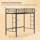 Twin Loft Bed Frame with 2 Ladders Full-length Guardrail -Black