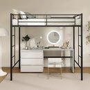 Twin Loft Bed Frame with 2 Ladders Full-length Guardrail by LJGDeals