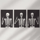 Halloween Skeleton Wall Art Set. 3 Piece Black Gothic Prints by Wall Art Set