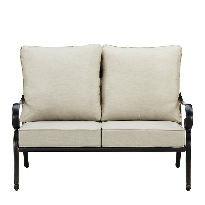 Black Aluminum Deep Seating Loveseat with Cushions