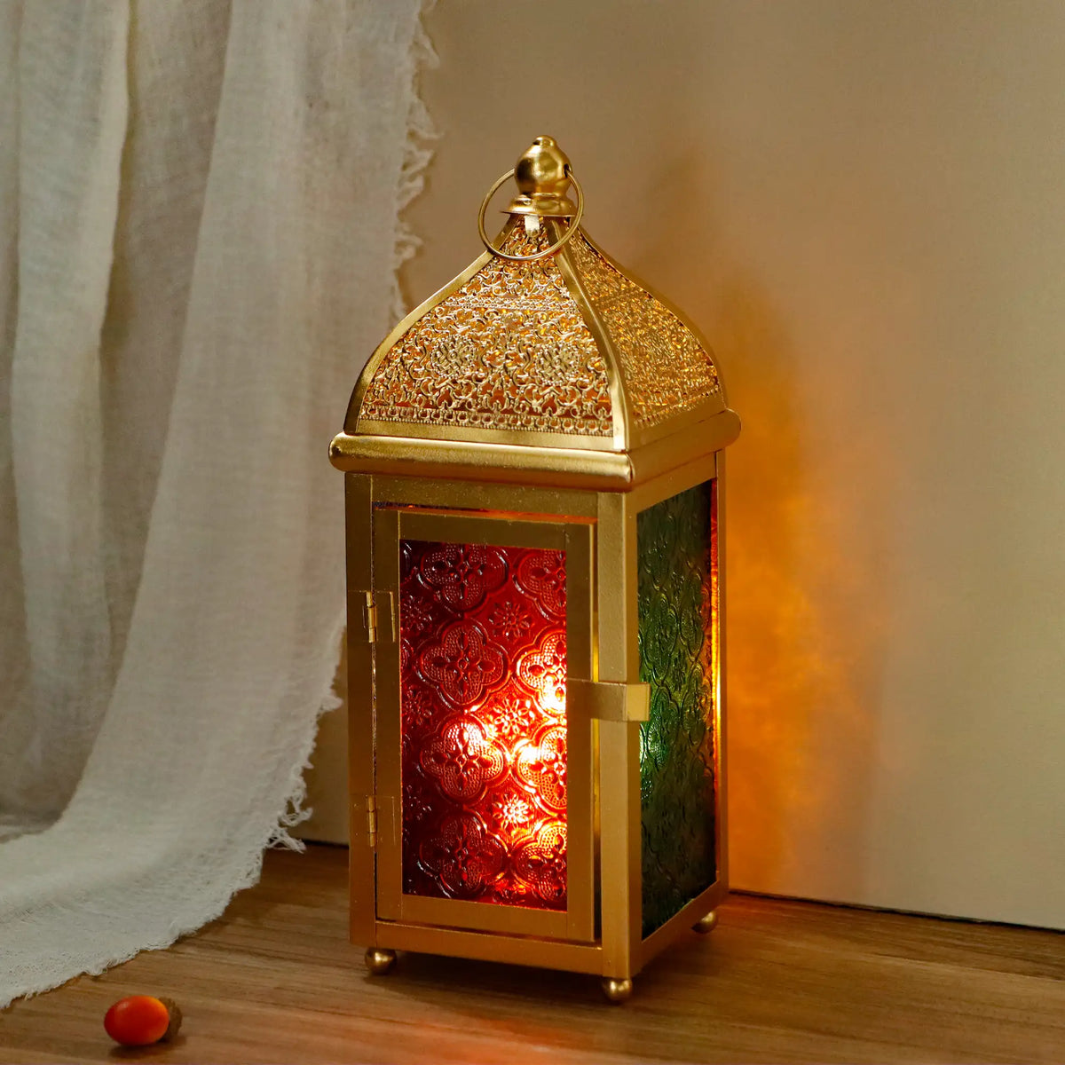 12'' Gold Moroccan Candle Lantern, photo 2 of 6