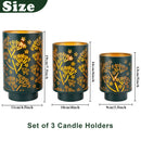 Set of 3-7.5“H Metal Green Candle Holders by JHY DESIGN
