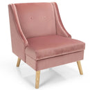 Velvet Wing Back Accent Chair with Rubber Wood Legs and Padded Seat for Living Room-Pink by LJGDeals