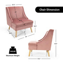 Velvet Wing Back Accent Chair with Rubber Wood Legs and Padded Seat for Living Room-Pink by LJGDeals