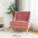 Velvet Wing Back Accent Chair with Rubber Wood Legs and Padded Seat for Living Room-Pink by LJGDeals