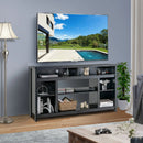 58 Inch TV Stand Entertainment Console Center with Adjustable Open Shelves-Black by LJGDeals