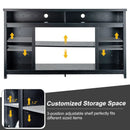 58 Inch TV Stand Entertainment Console Center with Adjustable Open Shelves-Black by LJGDeals