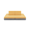 4 Pieces Convertible Kids Couch Set with 2 Folding Mats-Yellow by LJGDeals