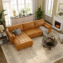 3-Seat L-Shaped Sectional Sofa Couch for Living Room-Brown by LJGDeals
