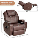 360-Degree Swivel Massage Recliner Chair with Remote Control for Home-Brown by LJGDeals