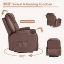 360-Degree Swivel Massage Recliner Chair with Remote Control for Home-Brown by LJGDeals