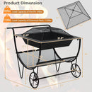 Outdoor Wood Burning Fire Pit with Log Storage Rack and Wheels by LJGDeals