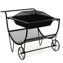 Outdoor Wood Burning Fire Pit with Log Storage Rack and Wheels by LJGDeals