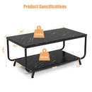 2-Tier Modern Marble Coffee Table with Storage Shelf for Living Room-Black by LJGDeals