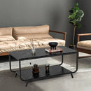 2-Tier Modern Marble Coffee Table with Storage Shelf for Living Room-Black by LJGDeals