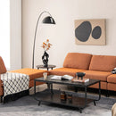 2-Tier Modern Marble Coffee Table with Storage Shelf for Living Room-Black by LJGDeals