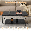 2-Tier Modern Marble Coffee Table with Storage Shelf for Living Room-Black by LJGDeals