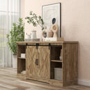 Farmhouse Entertainment Center with Adjustable Shelves and Storage Cabinet-Gray by LJGDeals