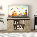Farmhouse Entertainment Center with Adjustable Shelves and Storage Cabinet-Gray by LJGDeals