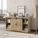 Farmhouse Entertainment Center with Adjustable Shelves and Storage Cabinet-Gray by LJGDeals