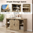 Farmhouse Entertainment Center with Adjustable Shelves and Storage Cabinet-Gray by LJGDeals