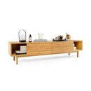 63 Inches Mid Century Modern Bamboo TV Stand with Sliding Doors-Natural by LJGDeals